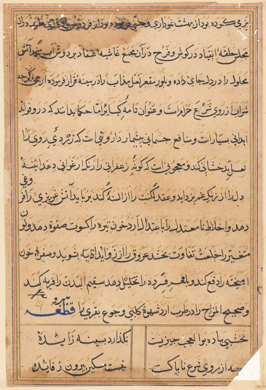 Page from Tales of a Parrot (Tuti-nama): text page, unspecified, 1560