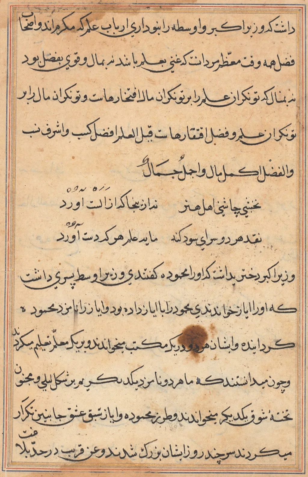 Page from Tales of a Parrot (Tuti-nama): text page, unspecified, 1560