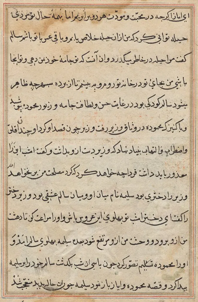 Page from Tales of a Parrot (Tuti-nama): text page
