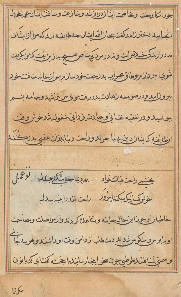 Page from Tales of a Parrot (Tuti-nama): text page