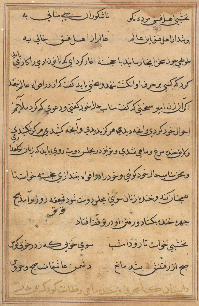 Page from Tales of a Parrot (Tuti-nama): text page