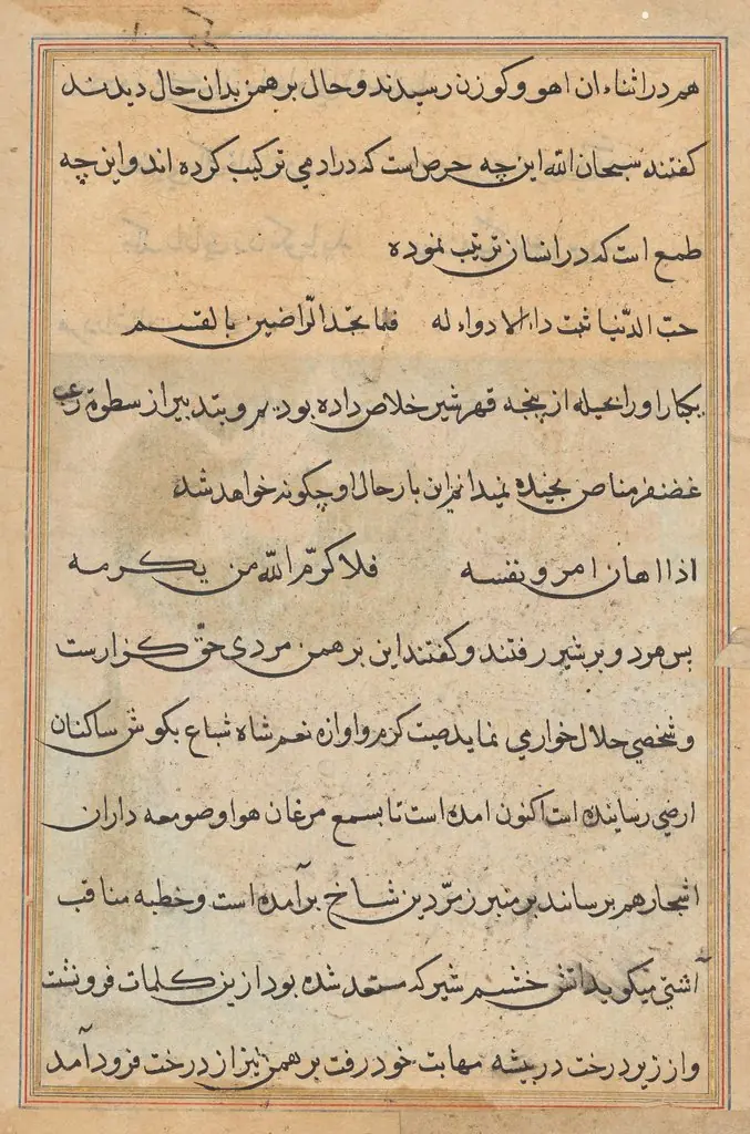 Page from Tales of a Parrot (Tuti-nama): text page