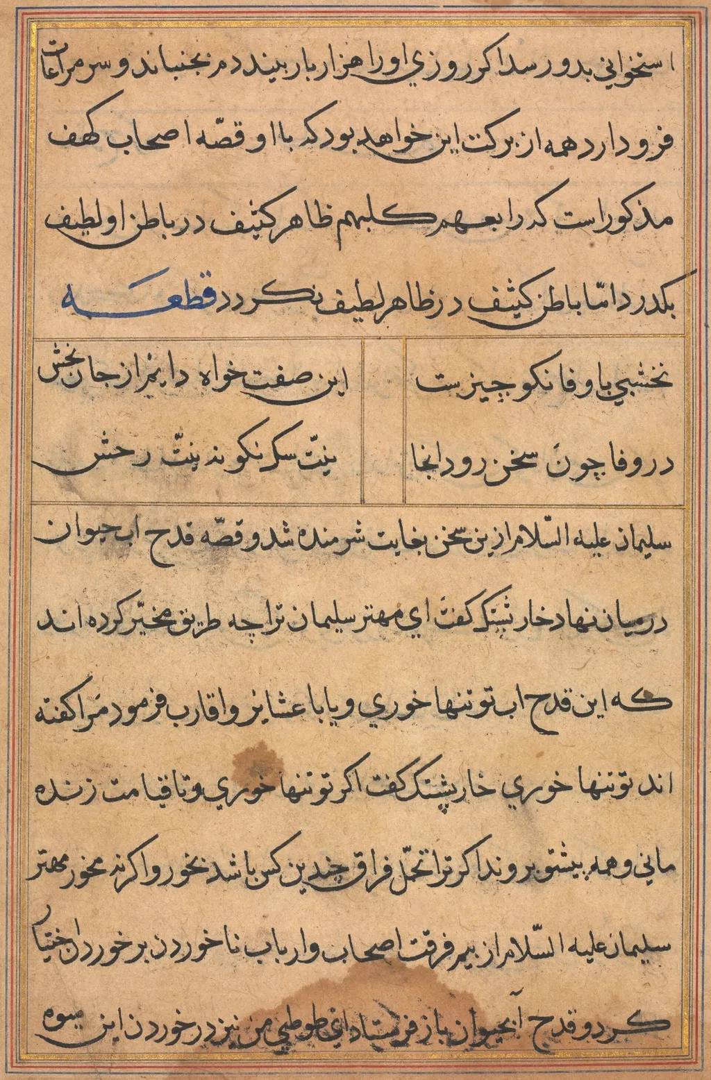 Page from Tales of a Parrot (Tuti-nama): text page, unspecified, 1560