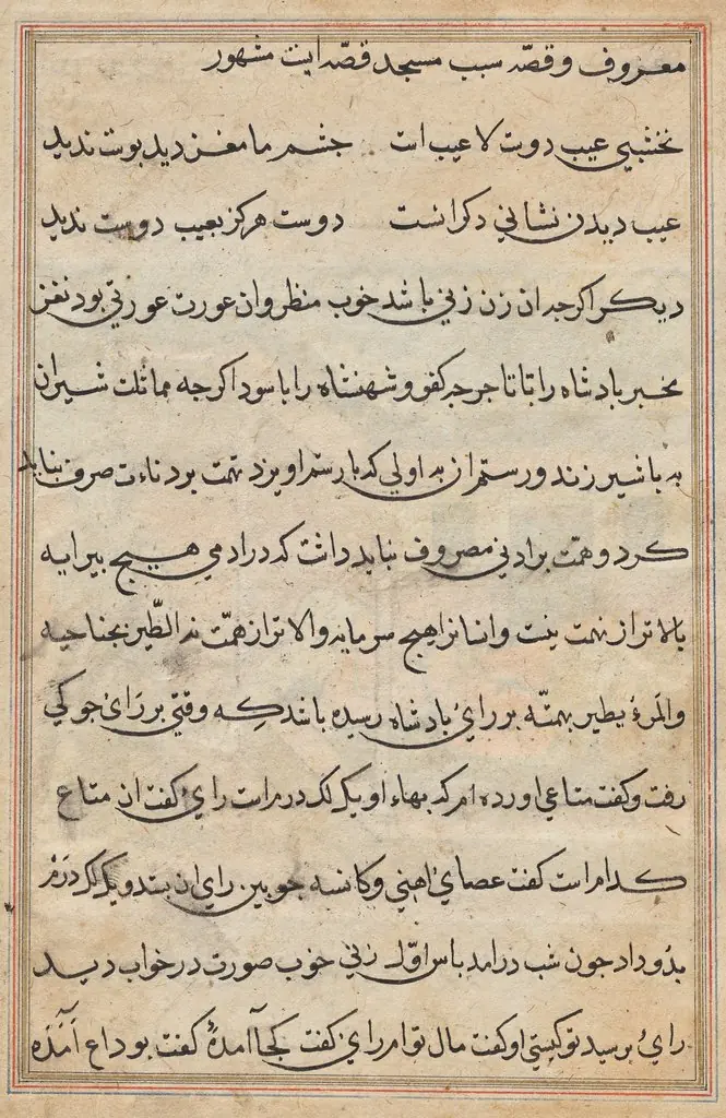 Page from Tales of a Parrot (Tuti-nama): text page