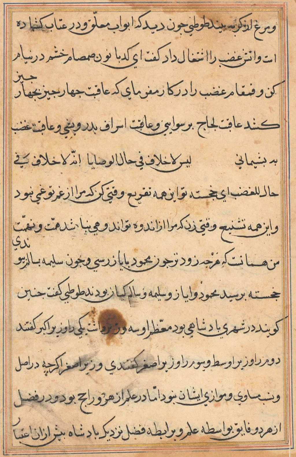 Page from Tales of a Parrot (Tuti-nama): text page, unspecified, 1560