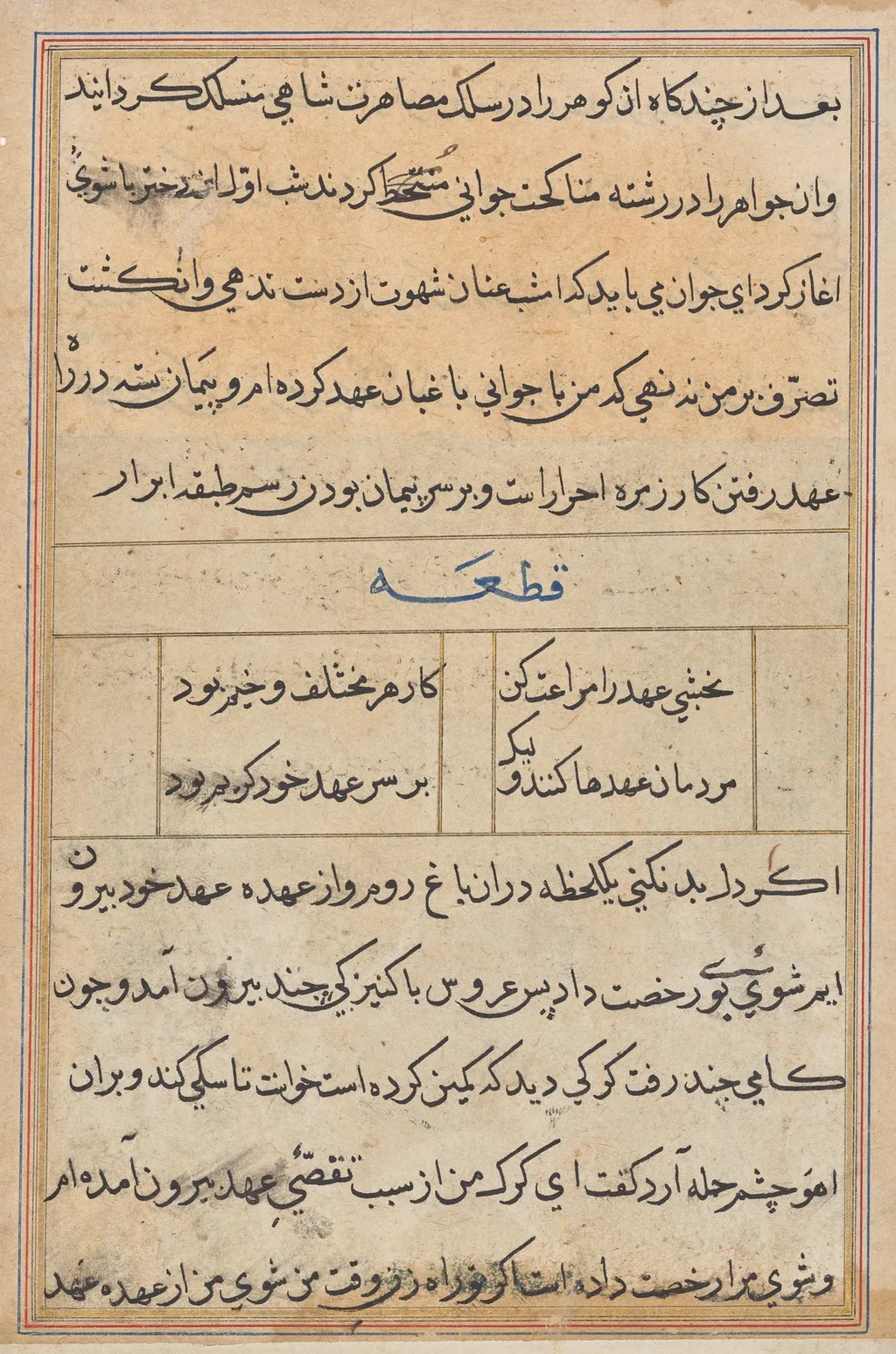 Page from Tales of a Parrot (Tuti-nama): text page, unspecified, 1560