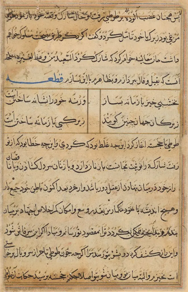 Page from Tales of a Parrot (Tuti-nama): text page