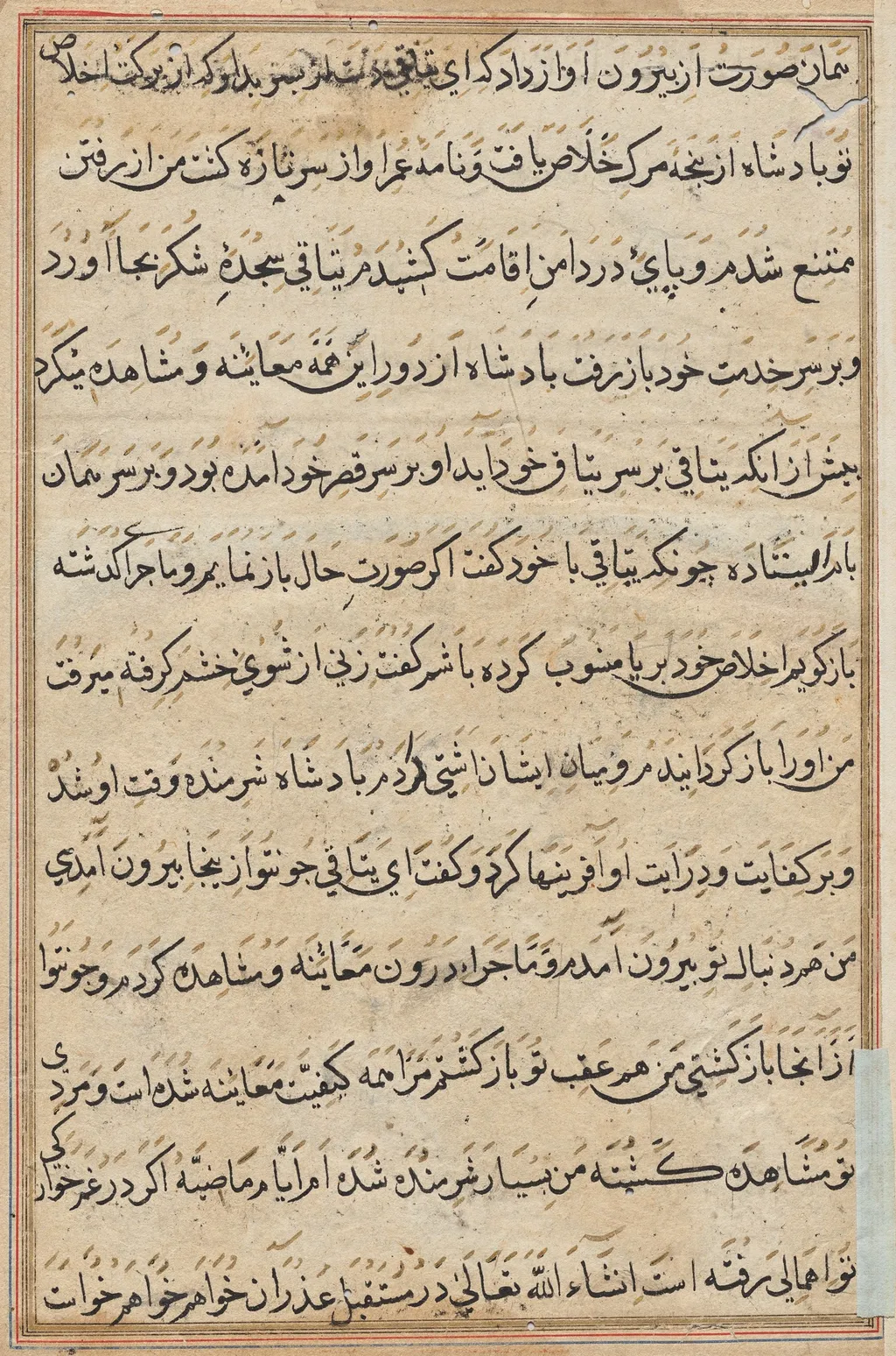 Page from Tales of a Parrot (Tuti-nama): text page, unspecified, 1560