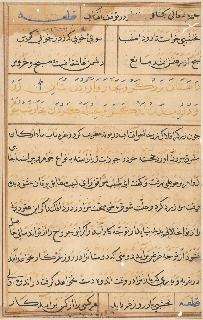 Page from Tales of a Parrot (Tuti-nama): text page