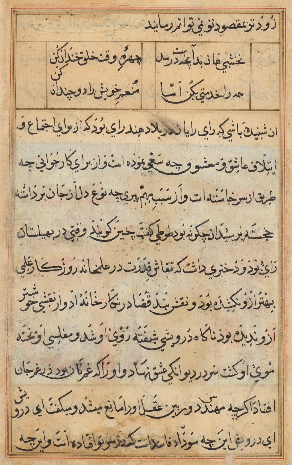Page from Tales of a Parrot (Tuti-nama): text page, unspecified, 1560
