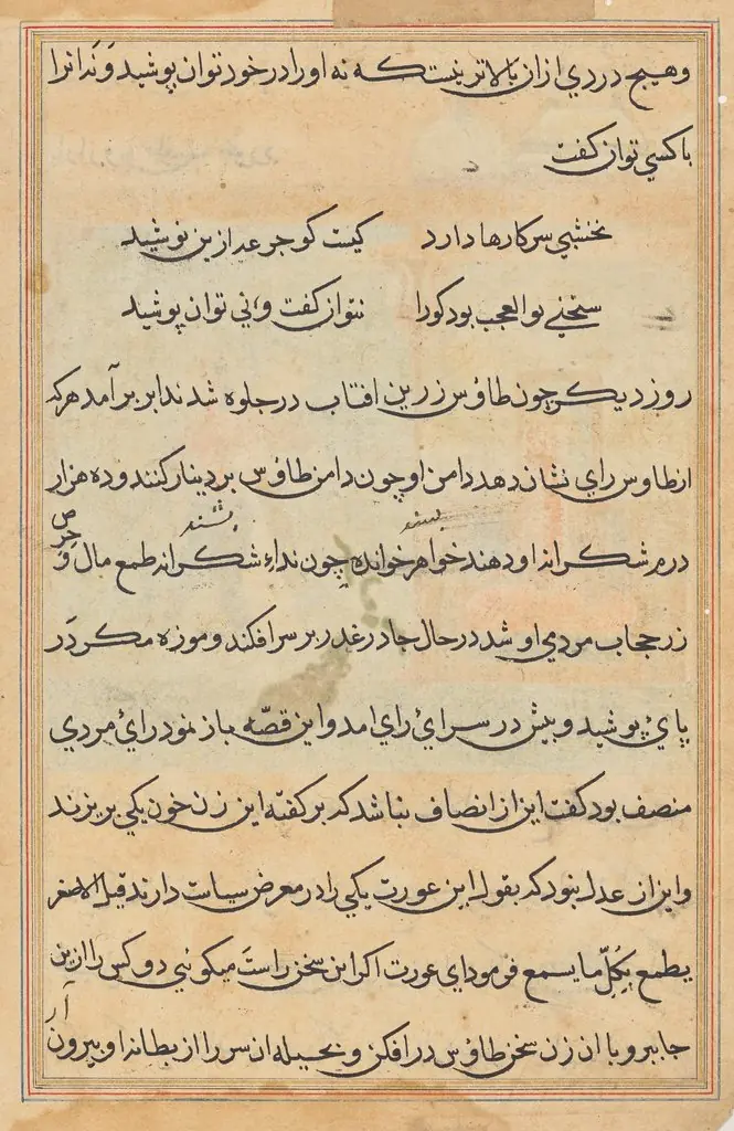 Page from Tales of a Parrot (Tuti-nama): text page