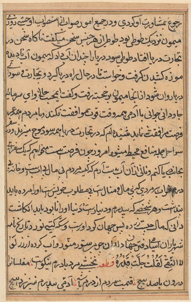 Page from Tales of a Parrot (Tuti-nama): text page