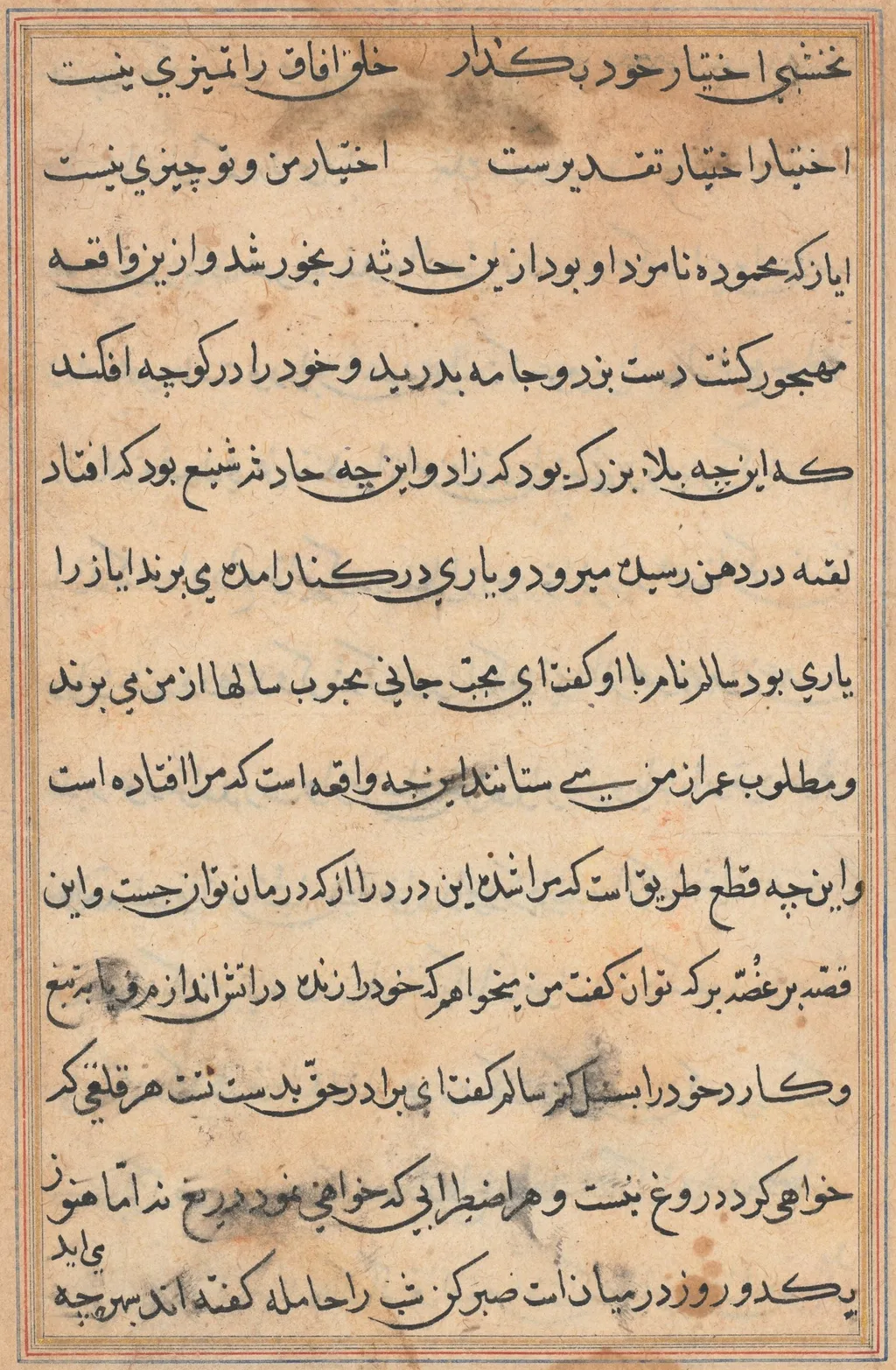 Page from Tales of a Parrot (Tuti-nama): text page, unspecified, 1560