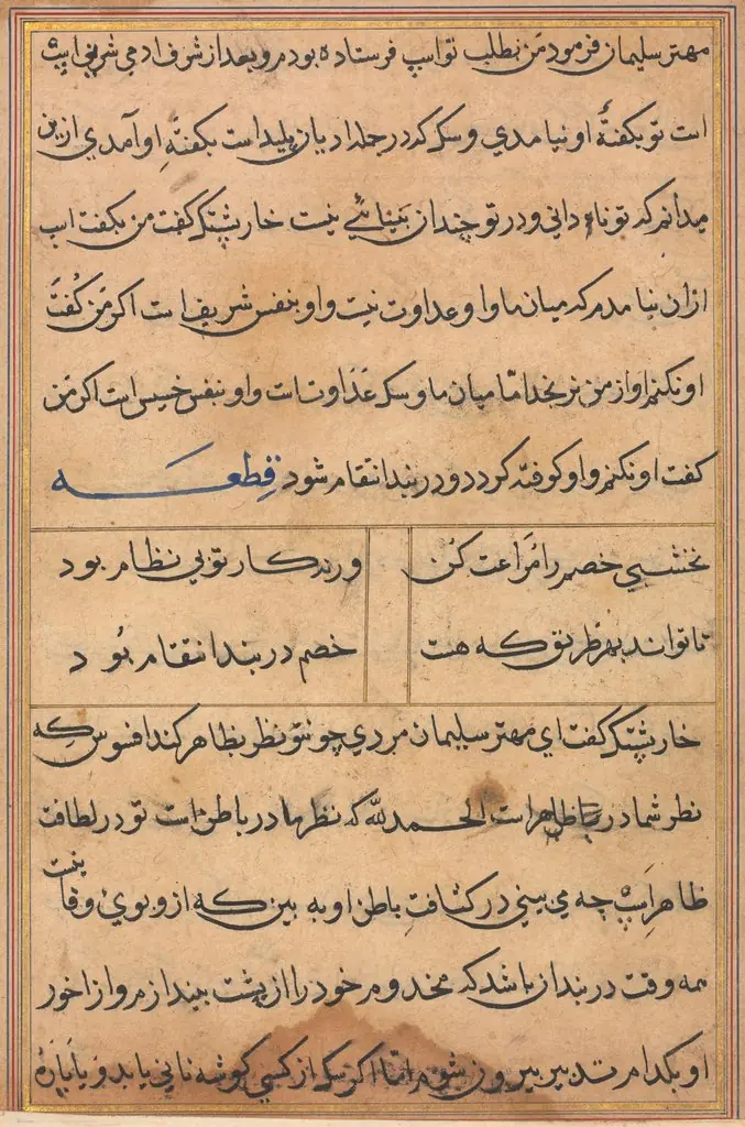 Page from Tales of a Parrot (Tuti-nama): text page