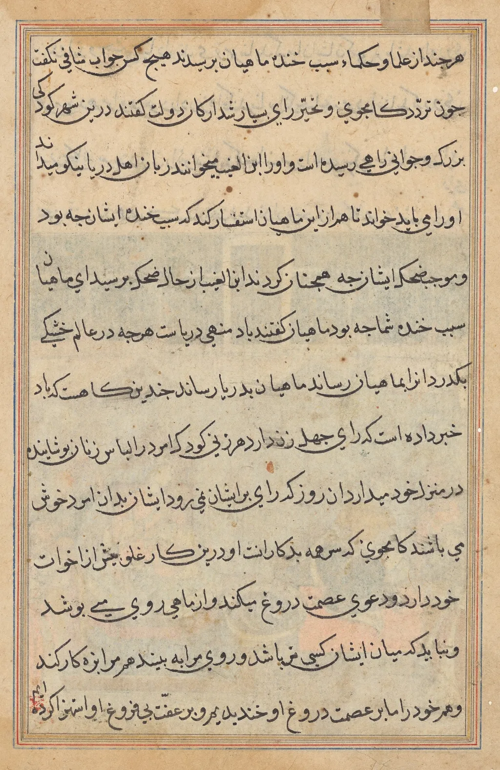 Page from Tales of a Parrot (Tuti-nama): text page, unspecified, 1560