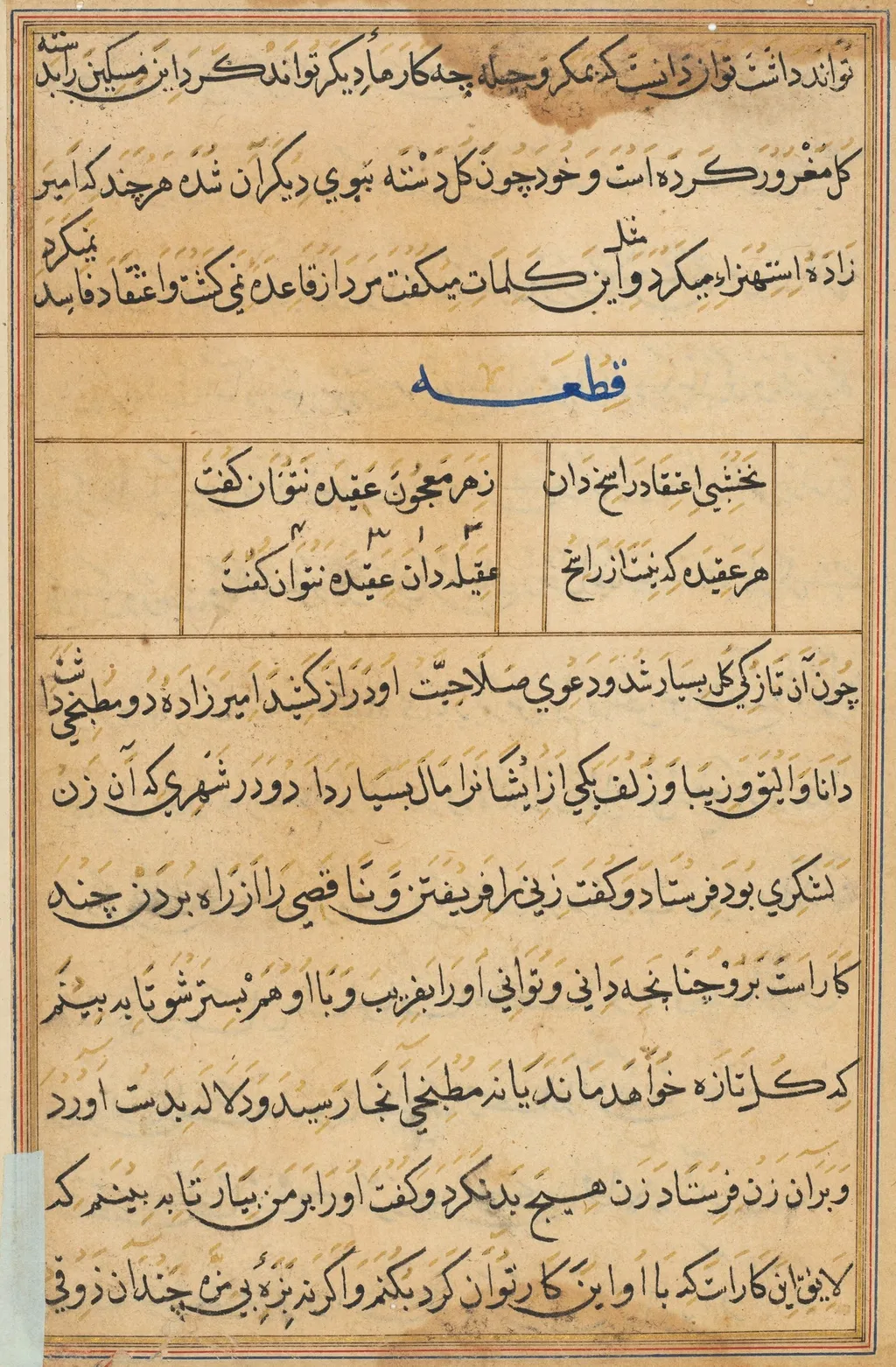 Page from Tales of a Parrot (Tuti-nama): text page, unspecified, 1560