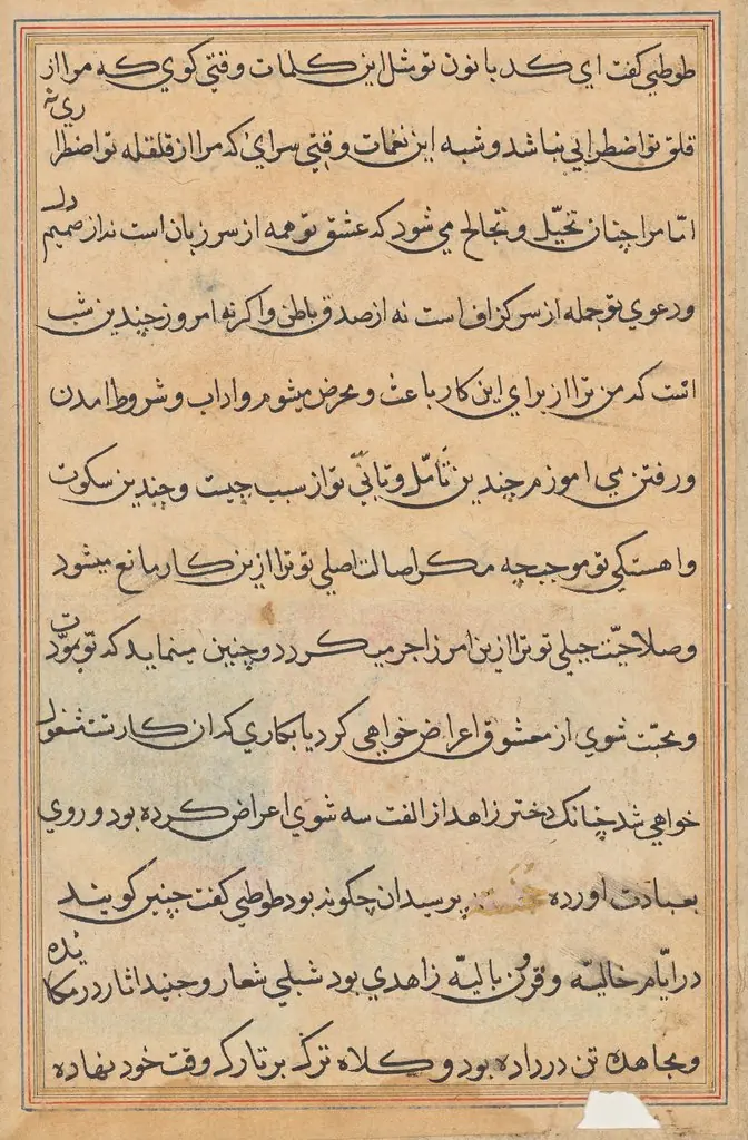 Page from Tales of a Parrot (Tuti-nama): text page
