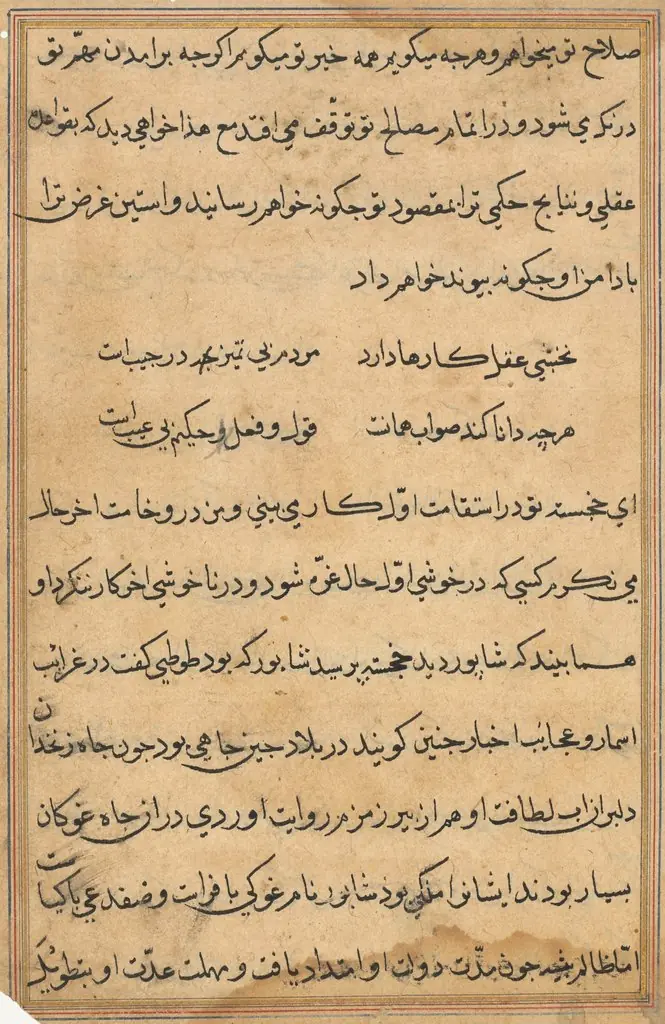 Page from Tales of a Parrot (Tuti-nama): text page
