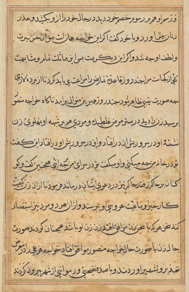 Page from Tales of a Parrot (Tuti-nama): text page