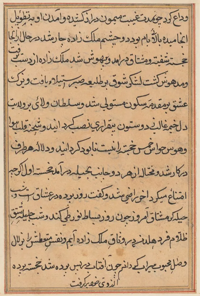 Page from Tales of a Parrot (Tuti-nama): text page