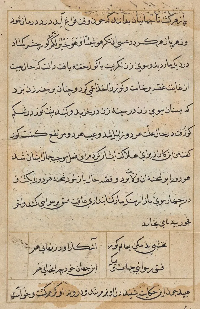Page from Tales of a Parrot (Tuti-nama): text page
