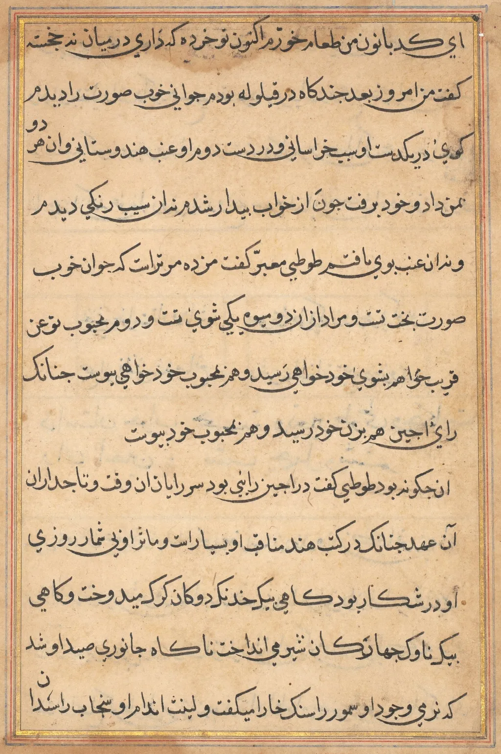 Page from Tales of a Parrot (Tuti-nama): text page, unspecified, 1560