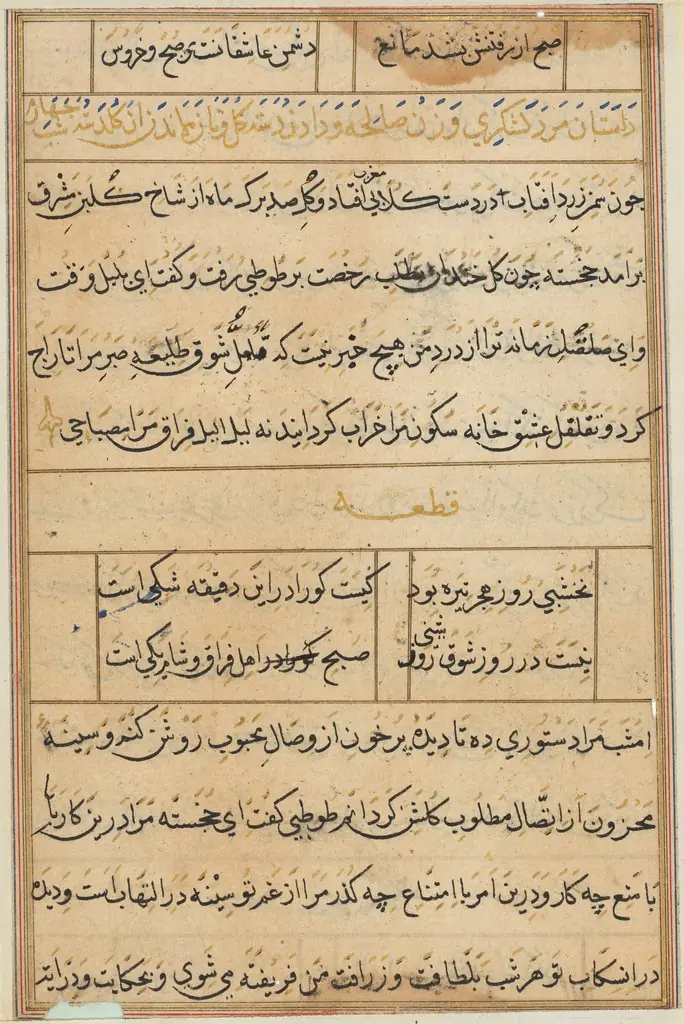 Page from Tales of a Parrot (Tuti-nama): text page