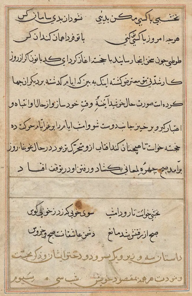 Page from Tales of a Parrot (Tuti-nama): text page