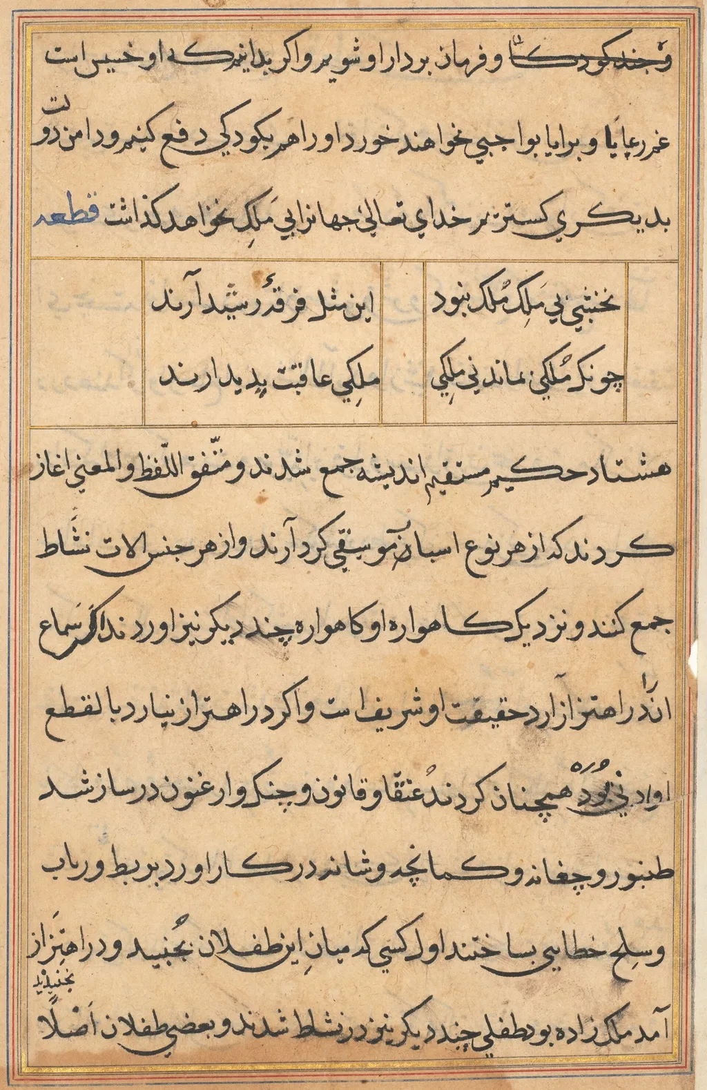 Page from Tales of a Parrot (Tuti-nama): text page, unspecified, 1560