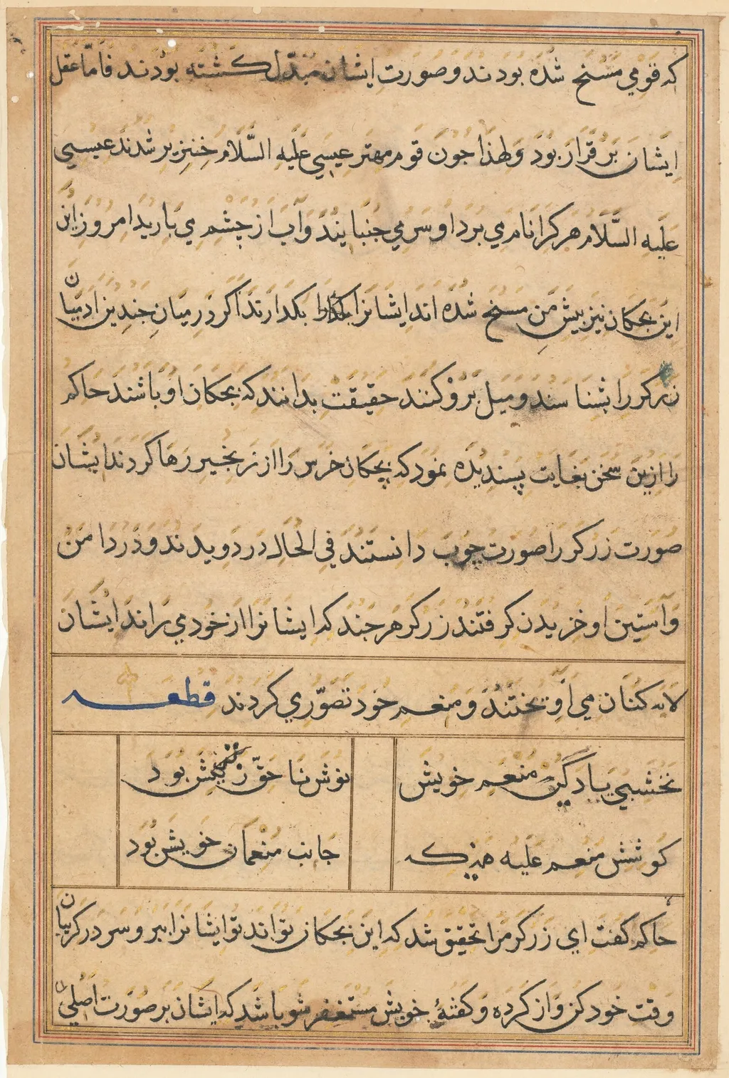Page from Tales of a Parrot (Tuti-nama): text page, unspecified, 1560