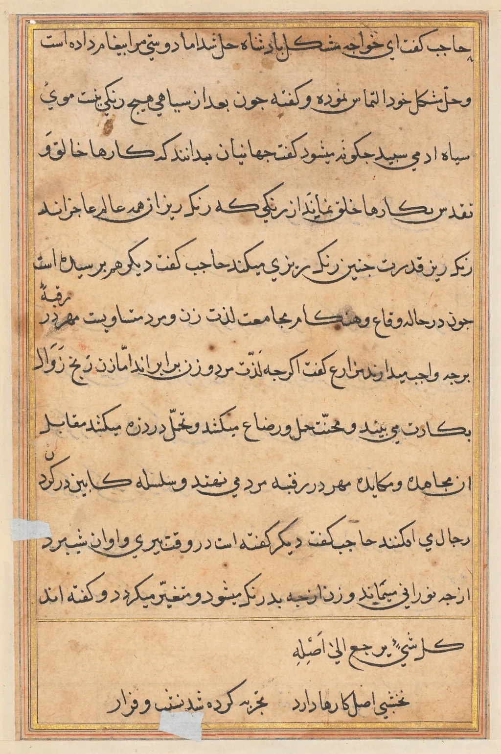 Page from Tales of a Parrot (Tuti-nama): text page, unspecified, 1560
