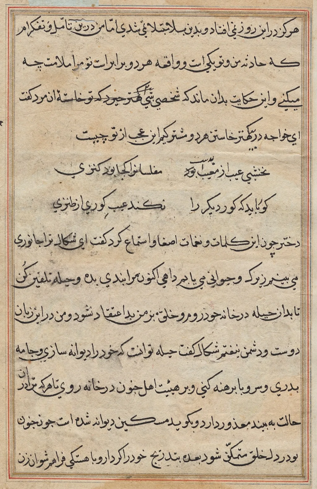 Page from Tales of a Parrot (Tuti-nama): text page, unspecified, 1560