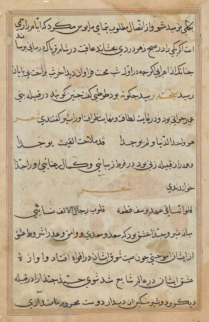 Page from Tales of a Parrot (Tuti-nama): text page, 1560