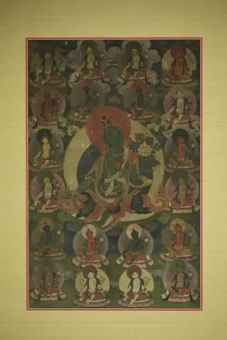 Painted Banner (Thangka) of Green Tara Surrounded by Twenty Manifestations