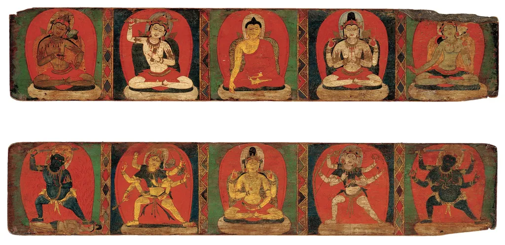 Pair of book covers with Buddhist deities, unspecified, 1092
