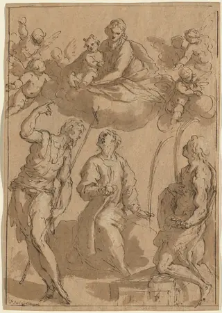 Madonna and Child in Glory with Saints John the Baptist, Stephen, and Lawrence, by Palma il Giovane