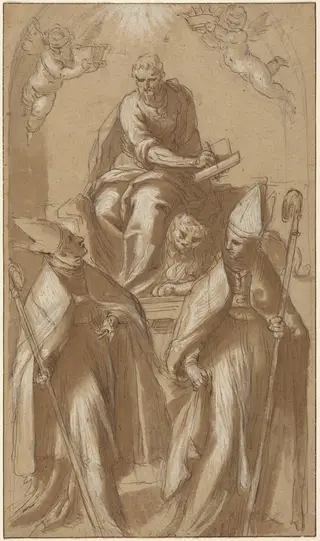 Saint Mark with Two Bishops and Putti, by Palma il Giovane