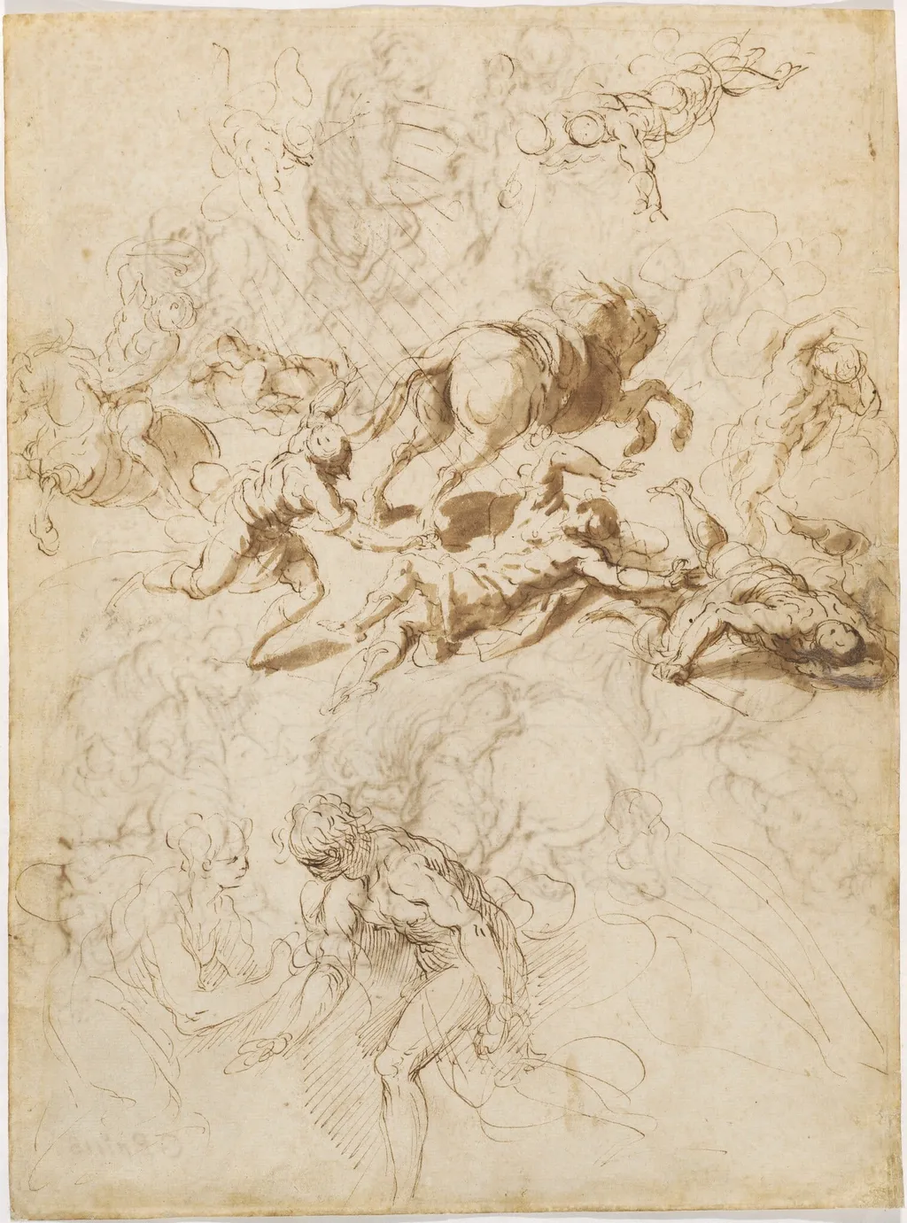 The Conversion of Saint Paul; Adam and Eve, by Palma il Giovane, ink, 1592