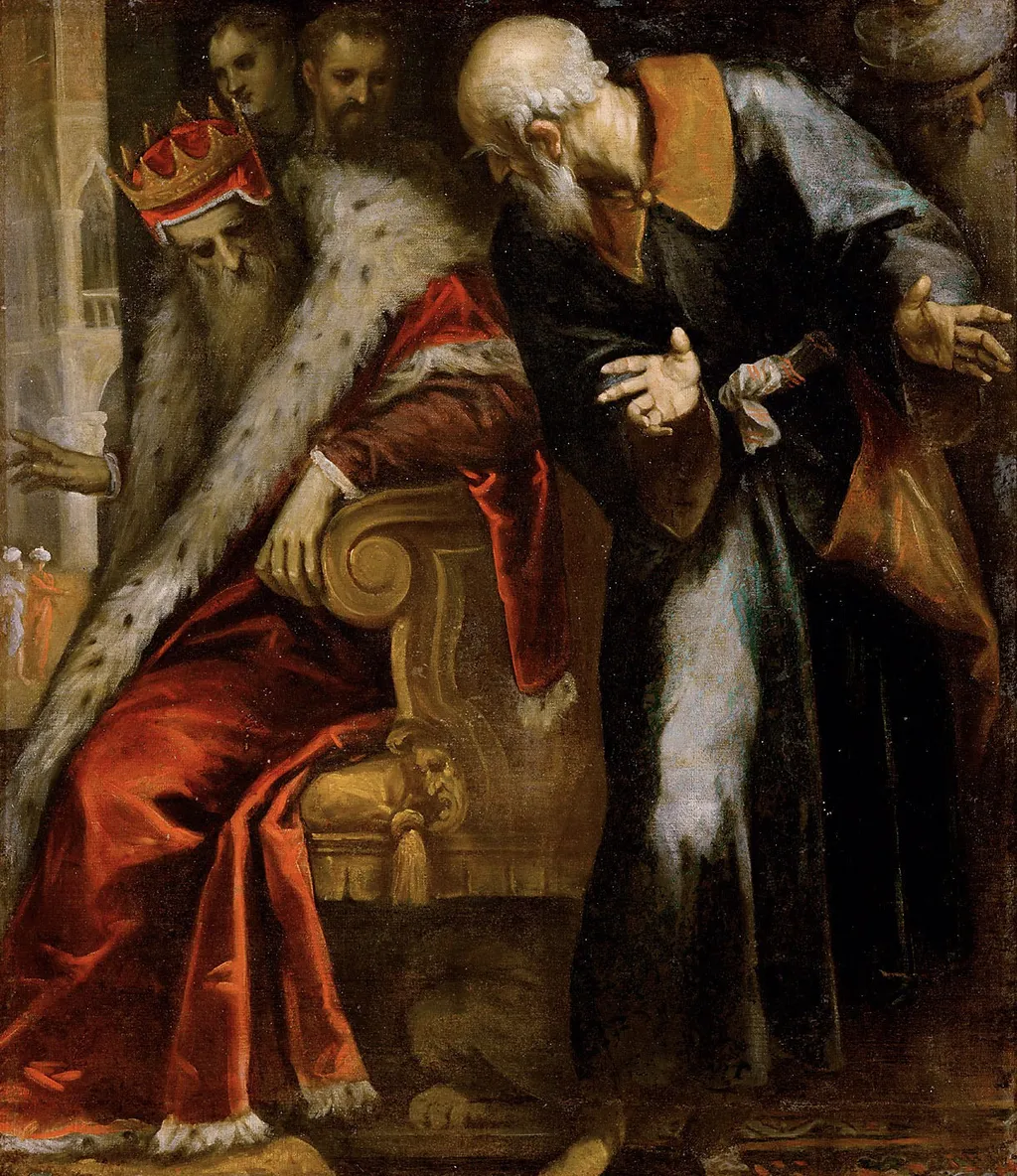The prophet Nathan admonishes King David, by Palma il Giovane, unspecified, 1600