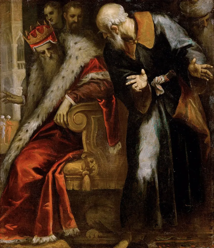 The prophet Nathan admonishes King David, by Palma il Giovane