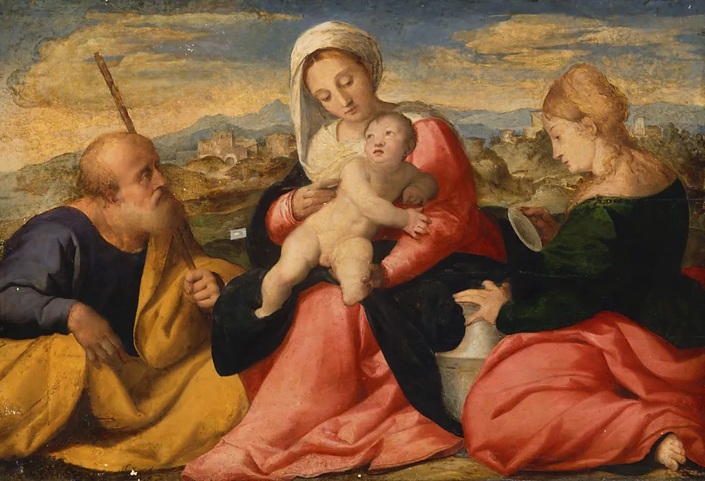 Madonna and Child with Sts Joseph and Magdalene, by Palma Vecchio, color, 1525