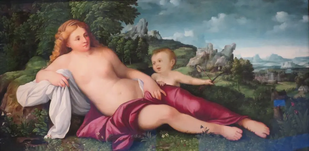 Venus and Cupid in a Landscape, by Palma Vecchio