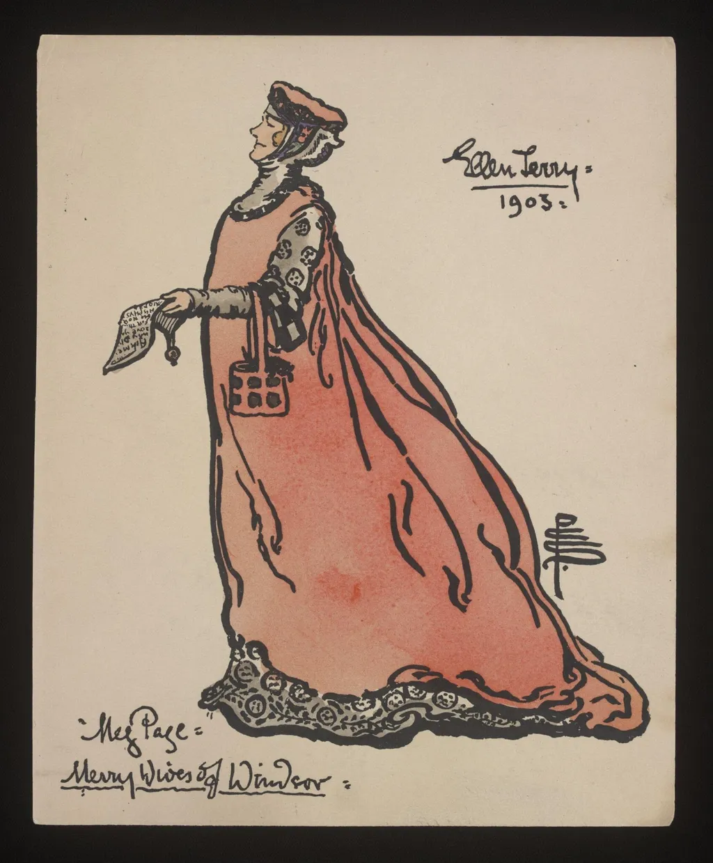 Print of Ellen Terry as Mistress Page, by Pamela Colman Smith, 1903