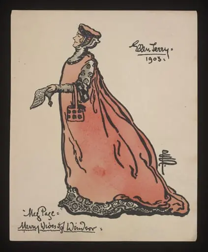 Print of Ellen Terry as Mistress Page, by Pamela Colman Smith