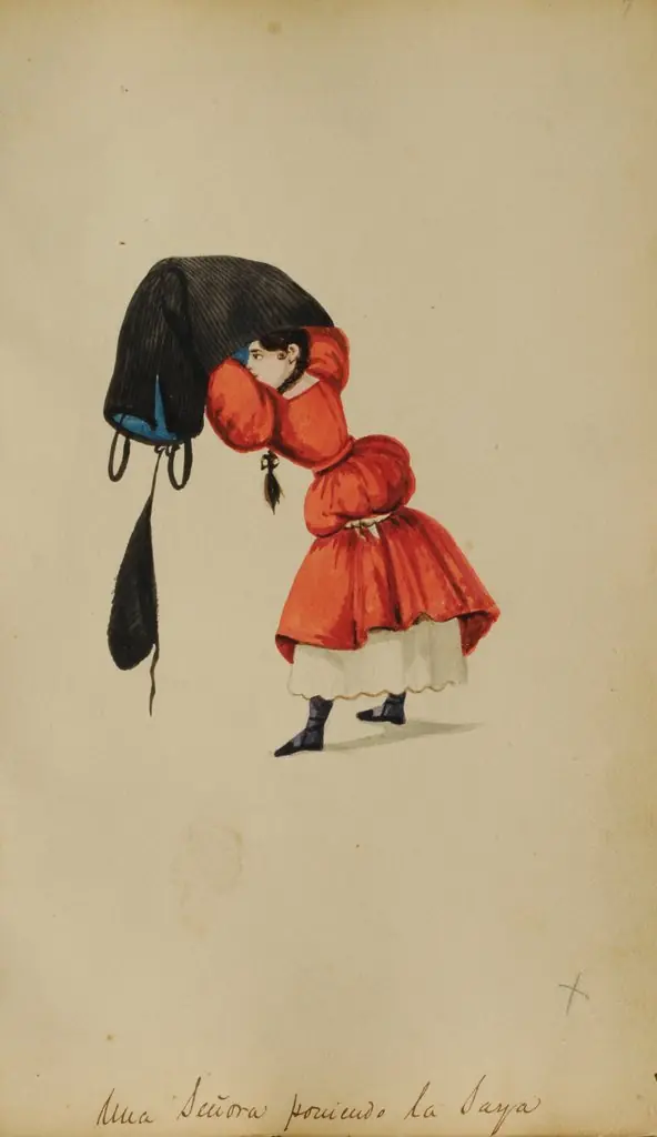 Una señora poniendo la saya, by Pancho Fierro