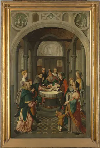 Panel of an Altarpiece with Circumcision of Christ, on verso is Resurrection of Christ
