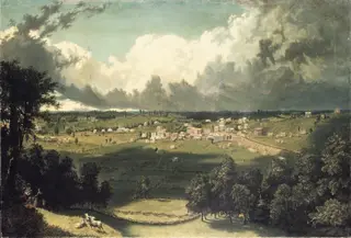 Panoramic Landscape with a View of a Small Town