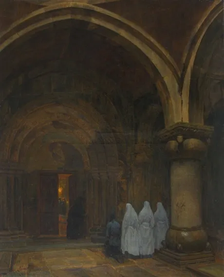 Sanahin monastery courtyard, by Panos Terlemezyan, oil, 1904