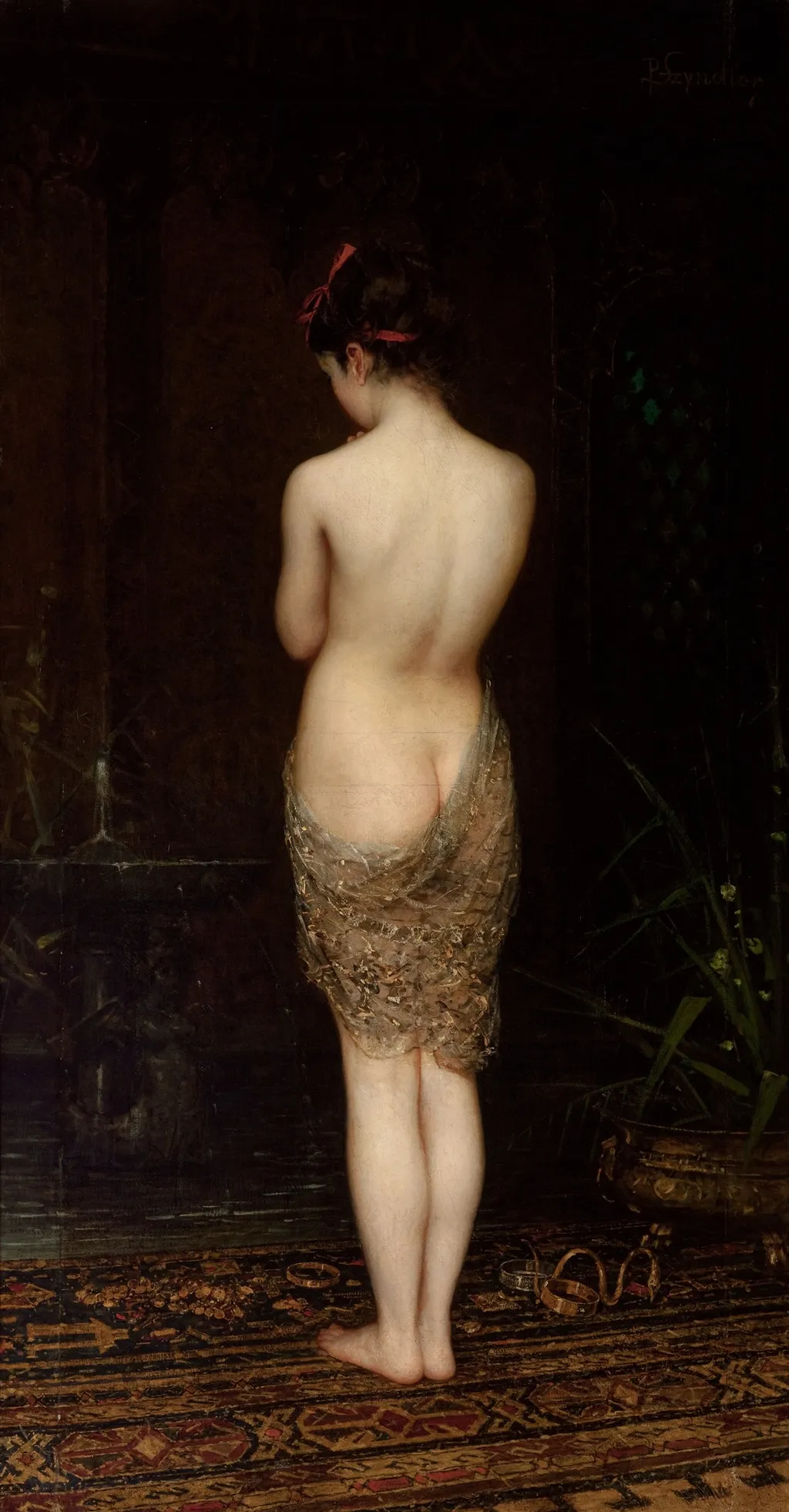 Bathing Girl, by Pantaleon Szyndler, oil, 1893