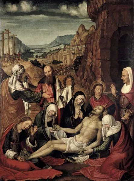 Mourning over the Dead Body of Christ, by Paolo da San Leocadio, unspecified, 1507